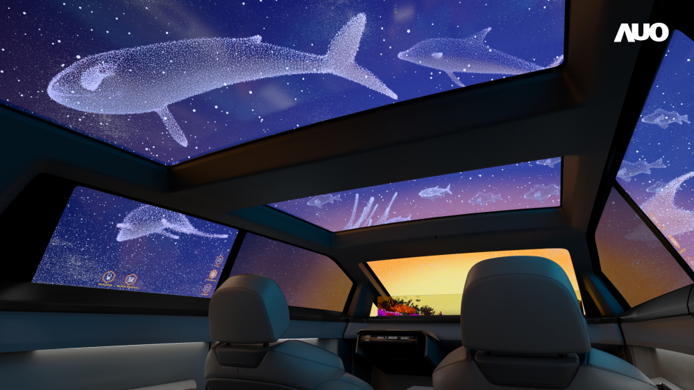 彩神vll以Smart Cockpit 2025展示一系列領(lǐng)先業(yè)界的Micro LED Display HMI 解決方案，其中幻境全景天幕(Vitrual Sky Canopy)是全球首度導(dǎo)入大尺寸、透明Micro LED 顯示器於天窗的應(yīng)用，帶來無邊際的沉浸式體驗